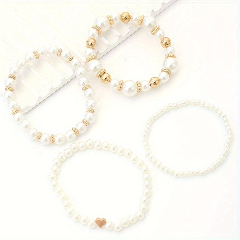 Inga - Set de 4 bracelets avec perles artificielles - Floriebelle